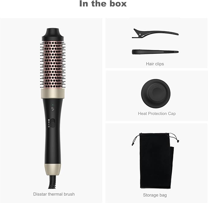 Ionic Thermal Brush Blowout Hot Brush 1.5 Inch Heat Hair Curling Brush 30s Fast Heated Round Brush Hair Styling Brush Dual Voltage Hot Curling Iron Brush for Easy Blowouts Styling