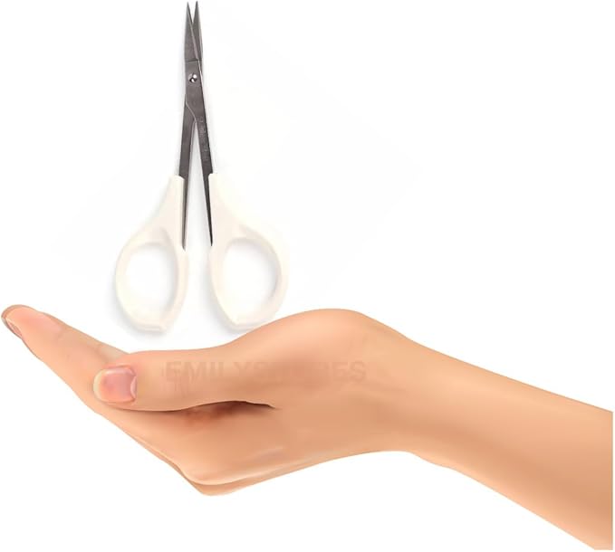 Eyebrow Scissor 4 Inch Trimming Manicure Lash Scissors for Multi-Purpose Cuticle Pedicure Beauty Grooming Kit for Nail, Eyelash, Dry Skin, Striaght Blade (White_Straight)