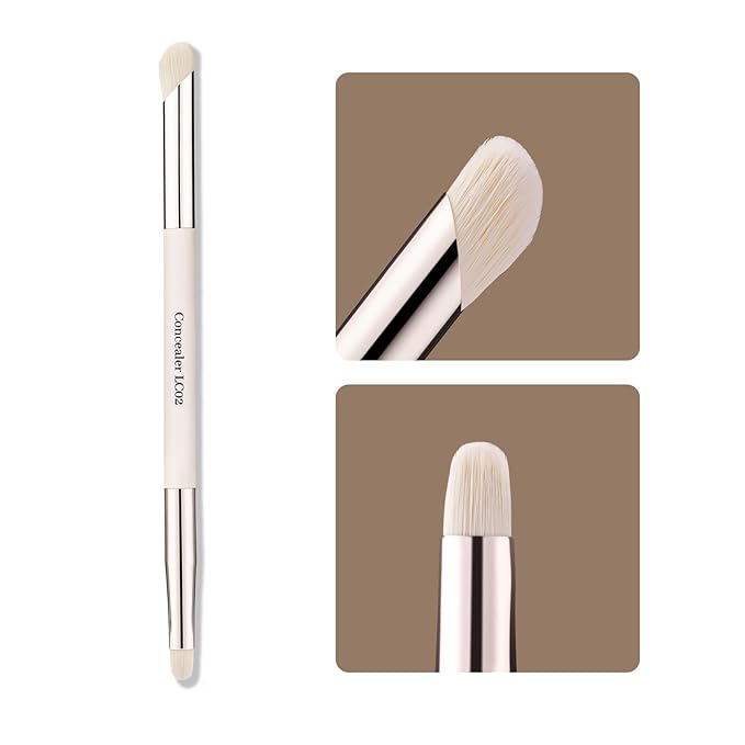 LOCKOUTE Double Ended Concealer Brush LC02 - Duo Precision & Blending Heads, Skin-Friendly Bristles for Flawless Coverage (1 PC)