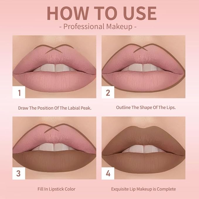Mocha Brown Liquid Lip Liner Stain, 24 Hour Longwear Matte Lip Tint Liner, Waterproof Transfer-proof Lip Lipstick Lip Liner, All Day Stay Lip Stain 03#