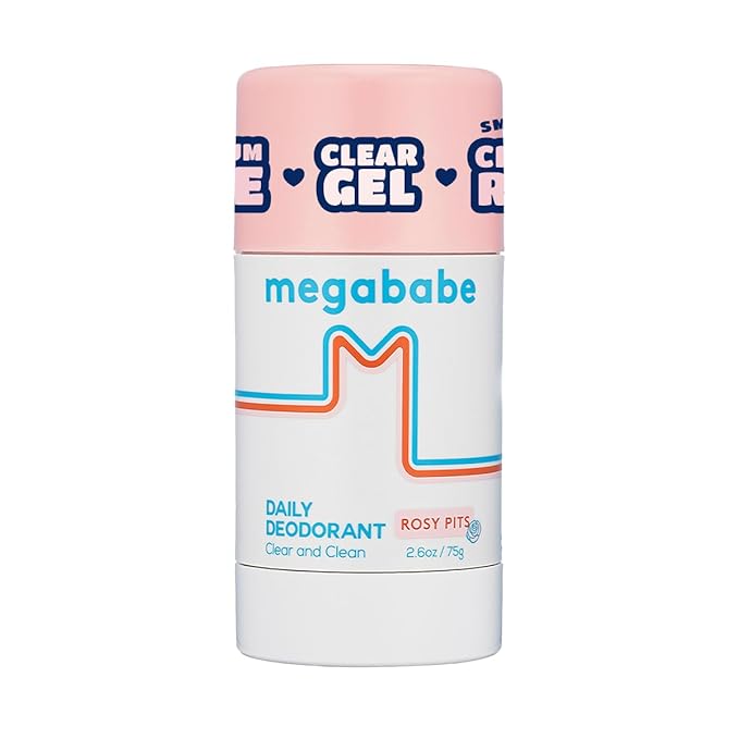Megababe Daily Deodorant - Rosy Pits with 72 hour Odor Protection | Aluminum-Free, Clear & Clean | Fresh rose scent | 2.6 oz