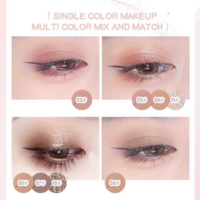 Ultra-Fine Pressed Pigment Single Eyeshadow – Lightweight, Highly Blendable Formula Frosted Silver Sparkle Eye Shadow, 12 Rich Matte/Shimmer Shades for Makeup, Vegan & Cruelty-Free (#12 Cold Brew)