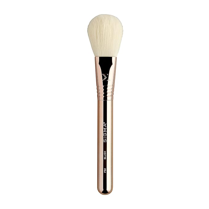 Sigma Beauty Bloom + Glow Makeup Brush Set – Set of 3 Face Makeup Brushes for Blush, Contour, Bronzer, and Highlighter, Includes Stylish Rose Gold Small Makeup Bag (4 Pcs)