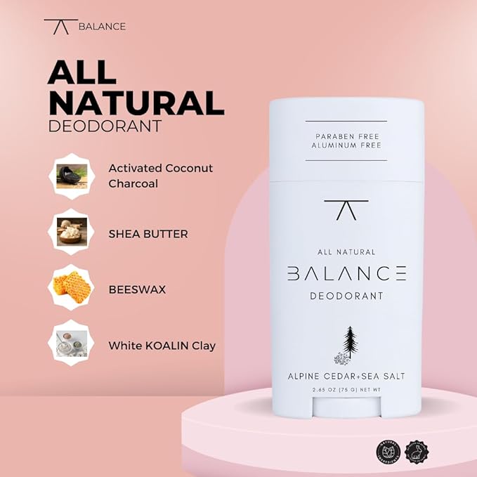 BALANCE All Natural Deodorant (Alpine Cedar & Sea Salt) - for Women and Men