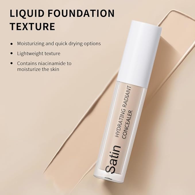 Matte Concealer Cream, Covers Under Eye Dark Circles & Blemishes, Waterproof Full-Coverage, Lightweight, Creamy Longlasting Face Eye Makeup, Light Beige
