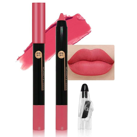 Peach Pink Crayon Matte Lipstick Lip Liner Pencil, Moisture Smooth Lipstick Penil, With Pencil Sharpener Sharpenable Lip Pen Ultimate Lip Crayon for Women Easy to Apply Waterproof 13#