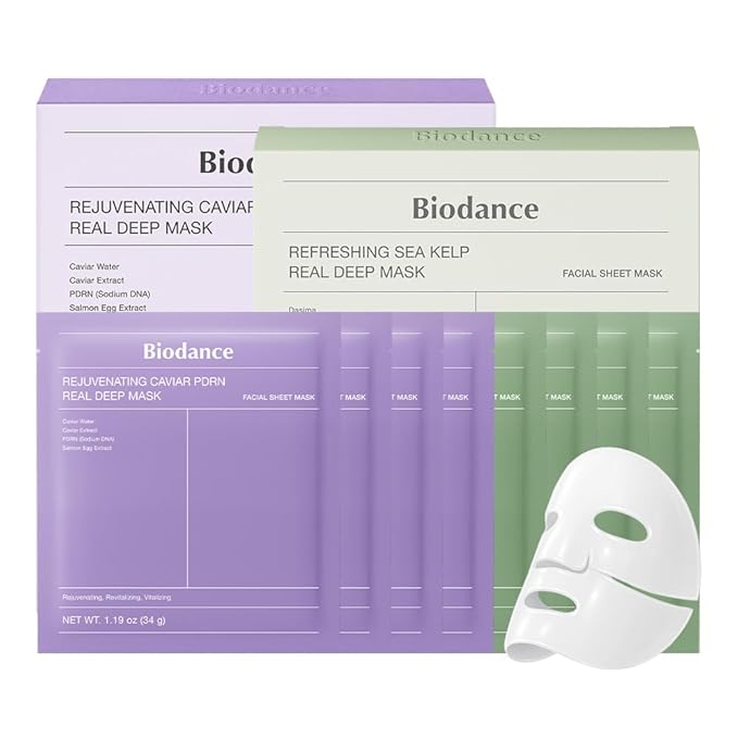 BIODANCE Soothing & Renewal Duo: Sea Kelp & Caviar PDRN Real Deep Overnight Gel Mask for Glass Skin, Korean Skin Care, Gifts for women, Skin Care Set