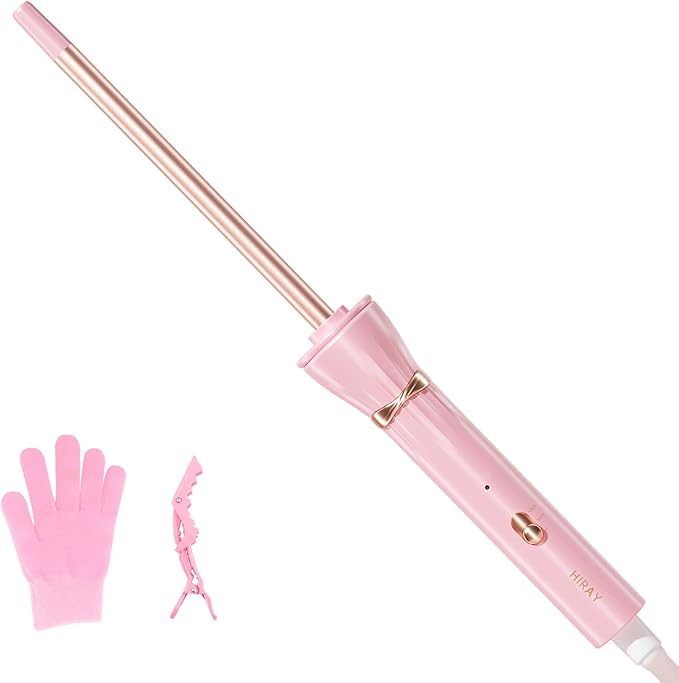 HIRAY 3/8 Inch Skinny Curling Iron & Wand, 9mm Mini Barrel for Short & Long Hair, Dual Voltage with 2 Heat Settings, Fast Heat Ceramic Curler