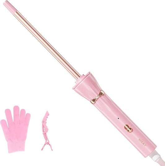 HIRAY 3/8 Inch Skinny Curling Iron & Wand, 9mm Mini Barrel for Short & Long Hair, Dual Voltage with 2 Heat Settings, Fast Heat Ceramic Curler