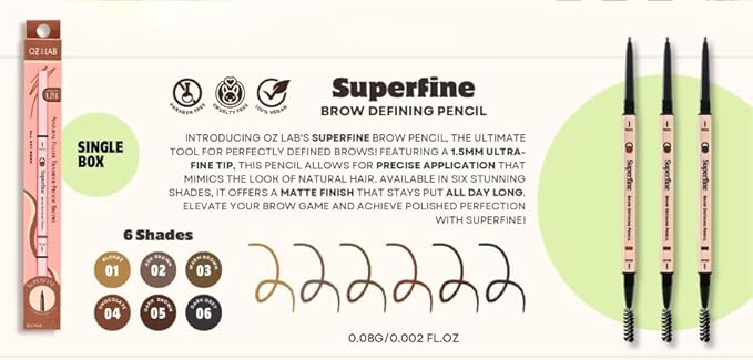 Beauty Superfine Micro Brow Pencil – 1.5mm Ultra-Fine Tip, Waterproof, Vegan Formula, 6 Shades – Long-Lasting Natural Eyebrow Pencil (05 - Dark Brown, 0.08G/0.002 FL.OZ（pack of 1）)