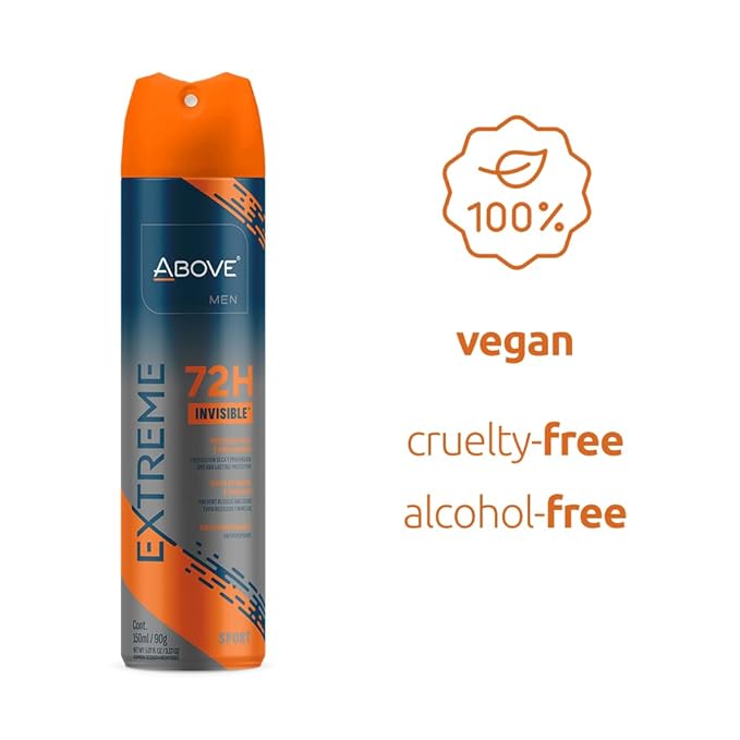 ABOVE Extreme Men Sport - 72H Antiperspirant Spray Deodorant for Men 5.07 Fl Oz | Aluminum-Free | Fresh Mist, No Stain, No Alcohol, Long-Lasting Men's Deodorant Spray | Lavender, Amber, & Jasmine