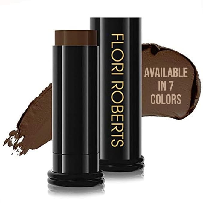 Base Strokes Crème Foundation Stick by Flori Roberts, Full Coverage for Women of Color or Deeper Skin Tones, Long Lasting Makeup, Natural Finish, Complexion Concealer & Corrector