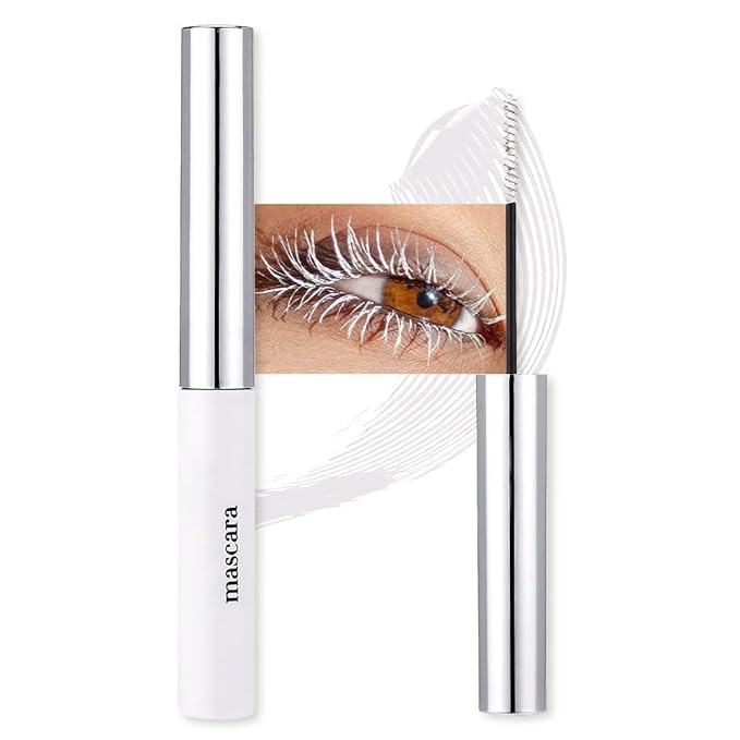 BINGBRUSH White Mascara for Eyelashes, Voluminous Colorful Mascara, Pink Purple Blue Green Red-Lengthening, Defining, Curling, Multiplying Formula (#01-White, 1 Count (Pack of 1))