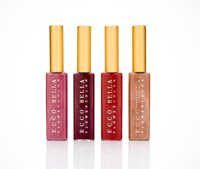 Ecco Bella Natural Lip Gloss – Non-Sticky Moisturizing Lip Shine for Women – Long Lasting Glossy Finish with Flower Cutins – Clean Beauty Formula – Lightweight & Hydrating – Pleasure