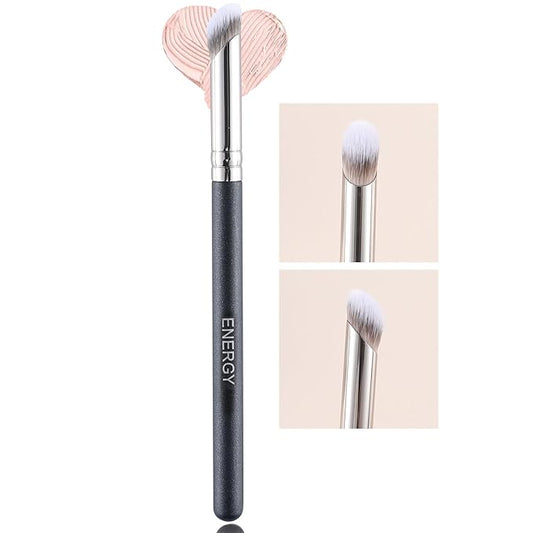 ENERGY Angled Concealer Brush Under Eye Small Nose Contour Brush for Liquid Foundation Cream Concealer Setting Powder Highlighter Blending Buffing Synthetic Vegan Face Brush