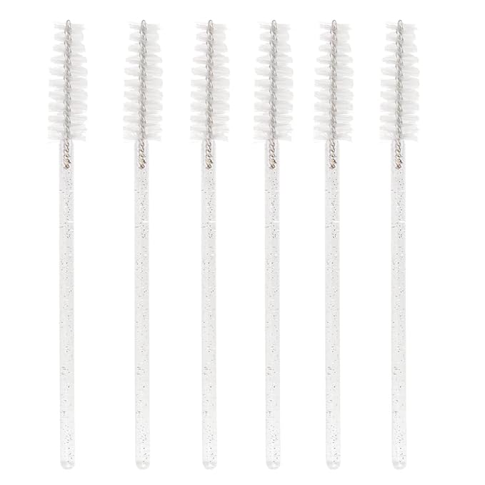 300 PCS Crystal Eyelash Mascara Wands Disposable Lash Brushes for Extensions Spoolie Brush Applicators Makeup Tool Kits (White)