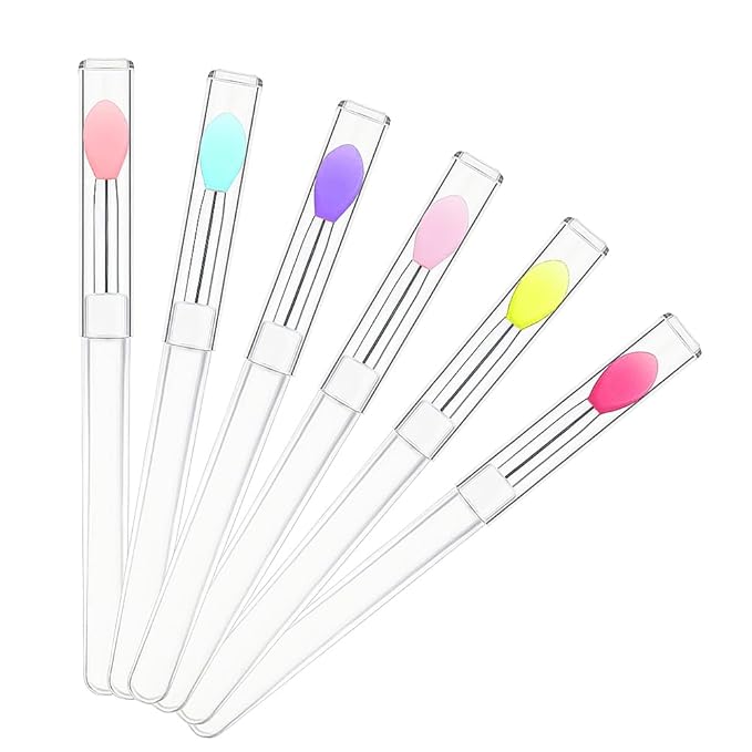 30PCS Reusable Lipstick Applicator Brush,Lipstick Brushes with Cap Lip Applicator Brushes Makeup Beauty Gloss, Cream, Eyeshadow, Balm (mixed 6 color)