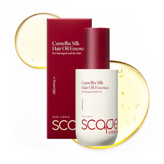 Camellia Silk Hair Oil Essence 70ml / 2.37 fl.oz | Lightweight Non Sticky Serum with Jeju Camellia Oil & Keratin | Anti-Frizz, Deep Conditioning for Dry, Frizzy, or Damaged Hair