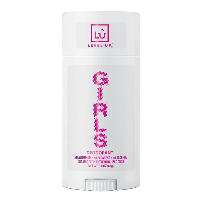 Level Up Girls Deodorant: Aluminum-Free, Alcohol-Free, Paraben-Free, 24 Hr Odor Protection, Clean Fresh Scent, Kids & Tweens, Made in the USA