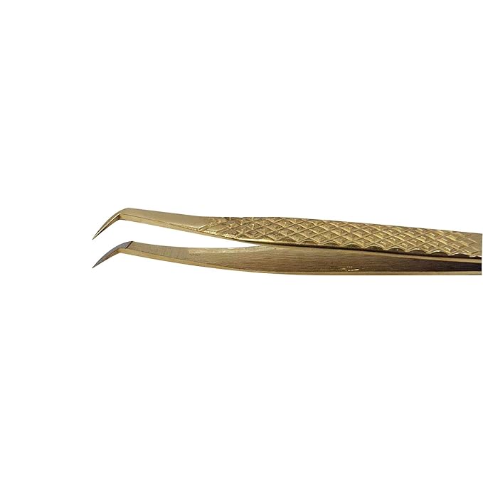 Extra Slim Bootie Tweezer - Diamond Grip Lash Tweezers for Eyelash Extensions - Fiber Tip Lash Tweezers for Volume Lash Extensions – Gold