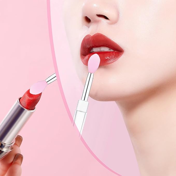 8PCS Reusable Lipstick Applicator Brush,Lipstick Brushes with Cap Lip Applicator Brushes Makeup Beauty Gloss, Cream, Eyeshadow, Balm (pink)