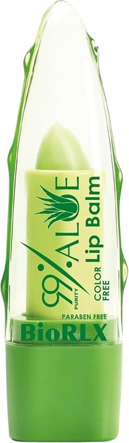 BioRLX 99% Purity Aloe Vera Color-Free Lip Balm - Natural Moisturizing Unisex Lip Care for Hydrated and Radiant Lips (Aloe - Color Free, 0.12 Ounce (Pack of 1))