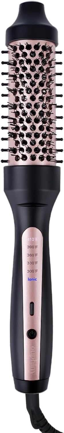 1.5 Inch Ionic Thermal Brush – Heated Round Brush for Blowout Styling, Frizz Control, 5 Heat Settings with LCD Display, Auto-Off, Dual Voltage for Travel, Black