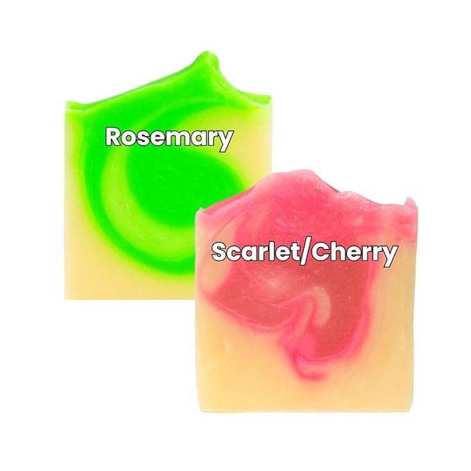 Natural Body Soap Bar with Long Lasting Scent Moisturizing Formula made in Canada for Men and Women. Multi-Pack (2-Pack, Rosemary/Scarlet)