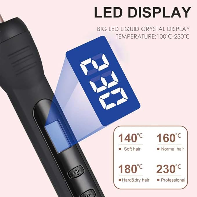 3/8 Inch Curling Iron, 9mm Tiny Curling Wand, Ceramic Small Barrel Curling Iron with Adjustable Temp,Fast Heating, for Long & Short Hair, Include Heat Resistant Glove