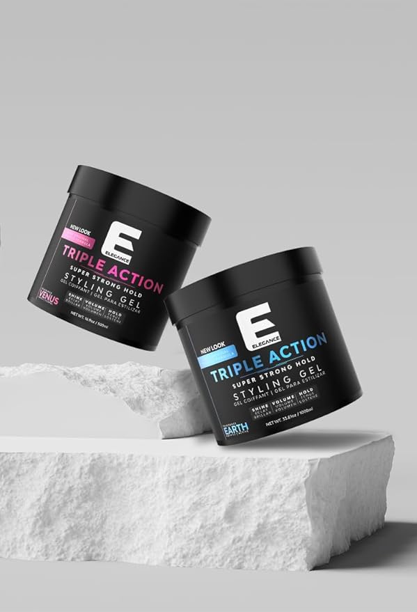 E Elegance Earth Fragrance Triple Action Hair Gel for Men And Women - Super Strong Hold, Extreme Volume, And Long Lasting Shine - Flake Free And Refreshing Fragrance - All Hair Types, 33.8 oz