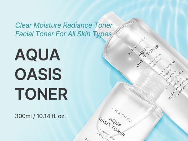 S.NATURE Aqua Oasis Toner | PHA, Soothing and Calming Skin,Hydrating, Refreshing Toner for All Skin Types, Korean Skin Care, Vegan | 300ml, 10.14 Fl Oz