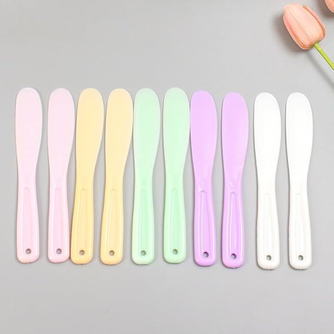12pcs 24pcs 50pcs Cosmetic Spatula for Face Mask Cream Lotion Stick Plastic Spoon Disposable Scoop Makeup Tool for Easy Mixing, Sampling, Waxing DIY Facial Lip Mask Stick (24pcs (6 colors))