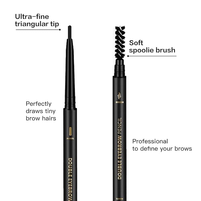O'CHEAL Black Eyebrow Pencil for Women, Premium Eye Brow Pencil with Spoolie Brush, Longwearing for Perfect Brows, Professional, Precision, Defines, Universal Waterproof Double-ended Eyebrow Pen