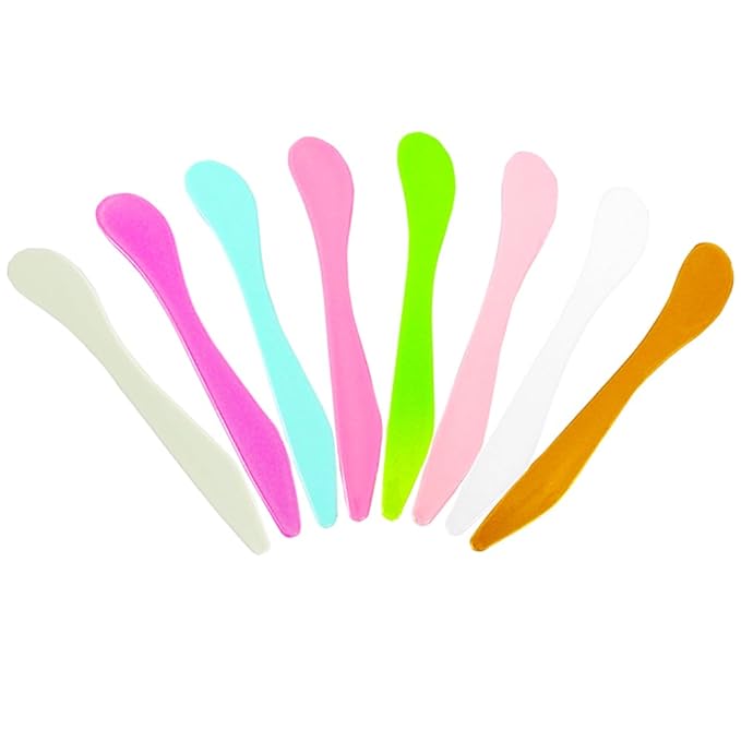 12pcs 24pcs 50pcs Cosmetic Spatula for Face Mask Cream Lotion Stick Plastic Spoon Disposable Scoop Makeup Tool for Easy Mixing, Sampling, Waxing DIY Facial Lip Mask Stick (50pcs (8 colors))