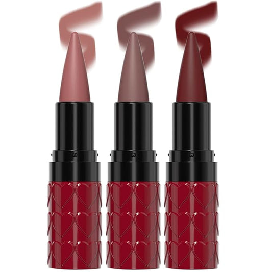 3 Colors Gradient Lip Liner Set, Long Lasting Matte Finish Lipstick Combo for Shaping & Sculpting Lips, Retractable Highly-Pigment Smooth Defined Cream Lip Pencil Kit for Women (#1,#3,#8)