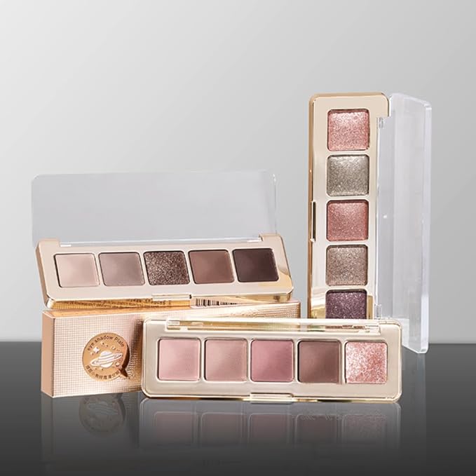 Eyeshadow Palette 5-Color with Pearlescent Shimmer Earth Tones, Buttery Putty Texture, Fine Glitter Duochrome Shades, Mist Matte Finish, Silky Smooth Brightening Eye Makeup for a Charming Look-2#