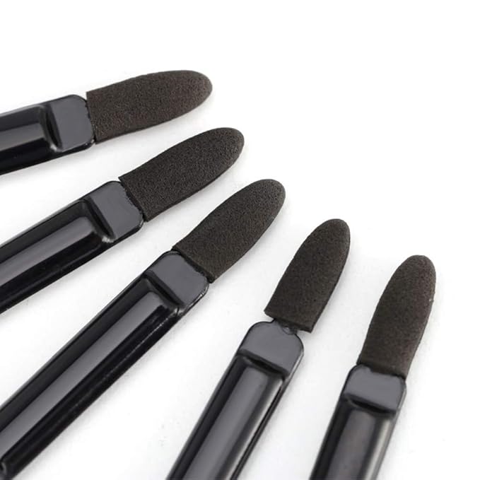 Professional Double Head Eyeshadow Brushes Cosmetic Tool 50 Pcs Disposable Dual Sides Eyeshadow Sponge Brushes Makeup Applicator, (Size: 2.44 inch, Color: Black)