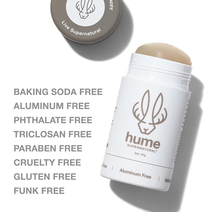 Hume Supernatural Aluminum Free Deodorant for Women & Men - Safe for Sensitive Skin - Probiotic, and Plant-Based - Long-Lasting Moisture Absorbing - Clean and Effective - Fragrance Free, 2-Pack
