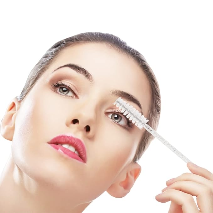 300 PCS Crystal Eyelash Mascara Wands Disposable Lash Brushes for Extensions Spoolie Brush Applicators Makeup Tool Kits (White)