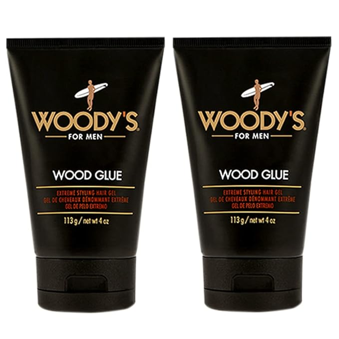 Woody's Hair Gel for Men - Extreme Hold Hair Gel, Styling Wood Glue, No Flaking Strong Hold, Barber Supplies, 4 oz, 2 Pack