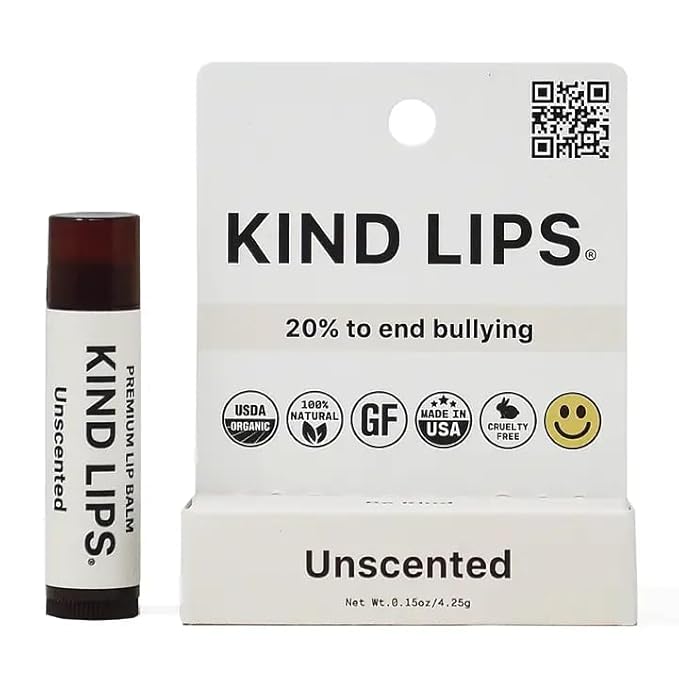 Kind Lips Unscented Lip Balm – Organic & Natural Single Tube – Fragrance-Free, Sensitive Skin Lip Care – Gluten Free, Grain Free, Made in USA – Moisturizing Chap stick Alternative