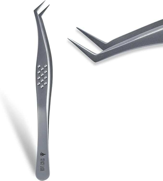 Stacy Lash STL-14 Curved Eyelash Extension Tweezers/Supplies for Classic Extensions & Volume Premade Fans/Precision Tools for False Lashes Application/Eyelashes Applicator/Beauty Accessories