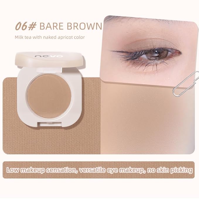 Ultra-Fine Pressed Pigment Single Eyeshadow – Lightweight, Highly Blendable Formula Smoky Taupe Eye Shadow, 12 Rich Matte/Shimmer Shades for Older Women Makeup (#06 Milk Tea)