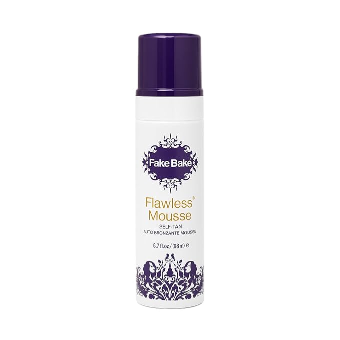 Fake Bake Flawless Self Tanning Mousse Streak-Free, Long-Lasting Natural Glow For All Skin Tones Women & Men - Sunless Tanner Includes Mitt For Easy Application, Black Coconut Scent - 6.7 oz