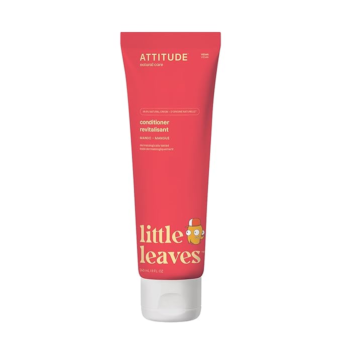 ATTITUDE Natural Conditioner for Kids, Hypoallergenic, Vegan, Plant- and Mineral-Based, Vegan and Cruelty-free, Mango, 8 Fl Oz (11118)