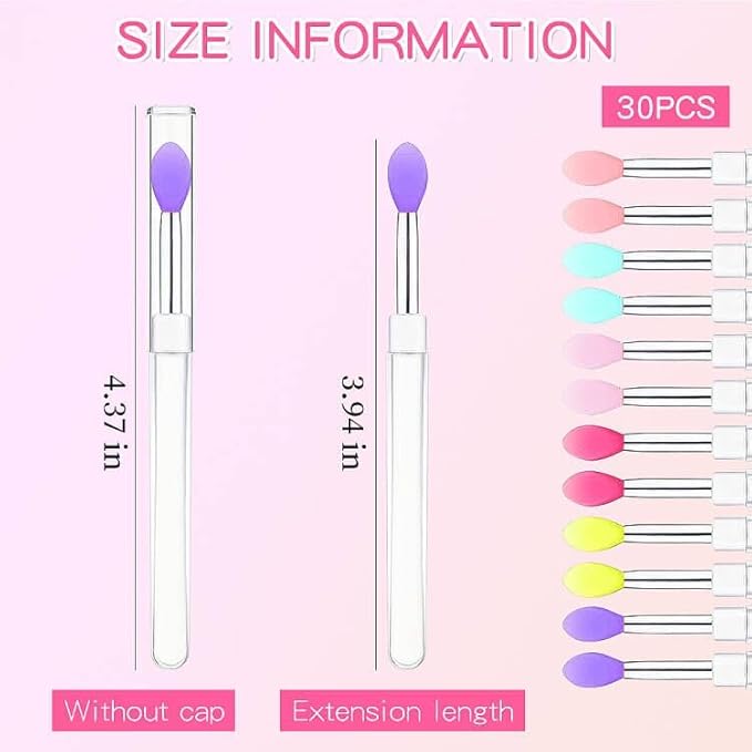 30PCS Reusable Lipstick Applicator Brush,Lipstick Brushes with Cap Lip Applicator Brushes Makeup Beauty Gloss, Cream, Eyeshadow, Balm (mixed 6 color)