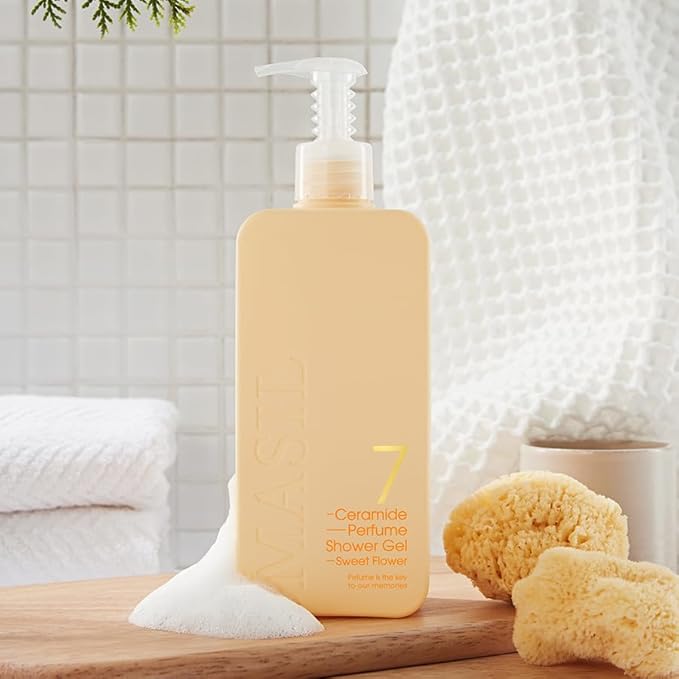 MASIL 7 Ceramide Perfume Shower Gel for Sensitive Skin, Moisturizing Body Wash for Women, Aroma Liquid Soap with 15 Natural Extracts, Korean Skincare Bath & Home Spa (Sweet Flower, 16.9 fl oz)
