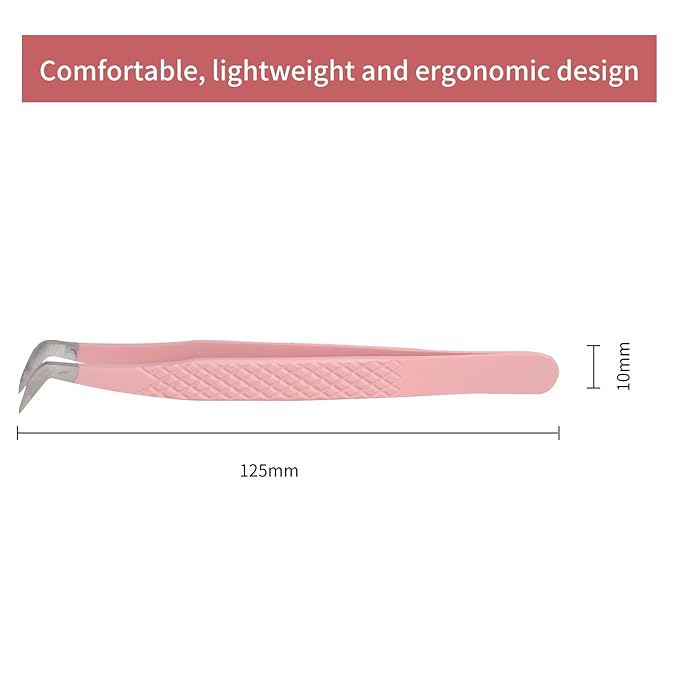 Lash Tweezers for Eyelash Extensions for Volume and Lighter Mega Volume Fans Professional Precision Stainless Steel Lash Extension Tweezers Curved Boot Angled Tips