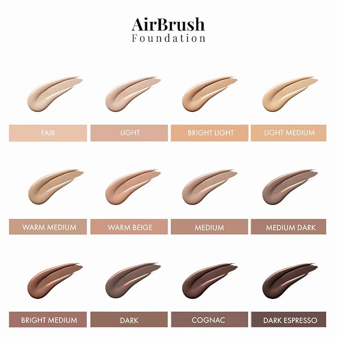 MagicMinerals AirBrush Foundation by Jerome Alexander – 2pc Set with Airbrush Foundation and Kabuki Brush - Spray Makeup with Anti-aging Ingredients for Smooth Radiant Skin - Cognac