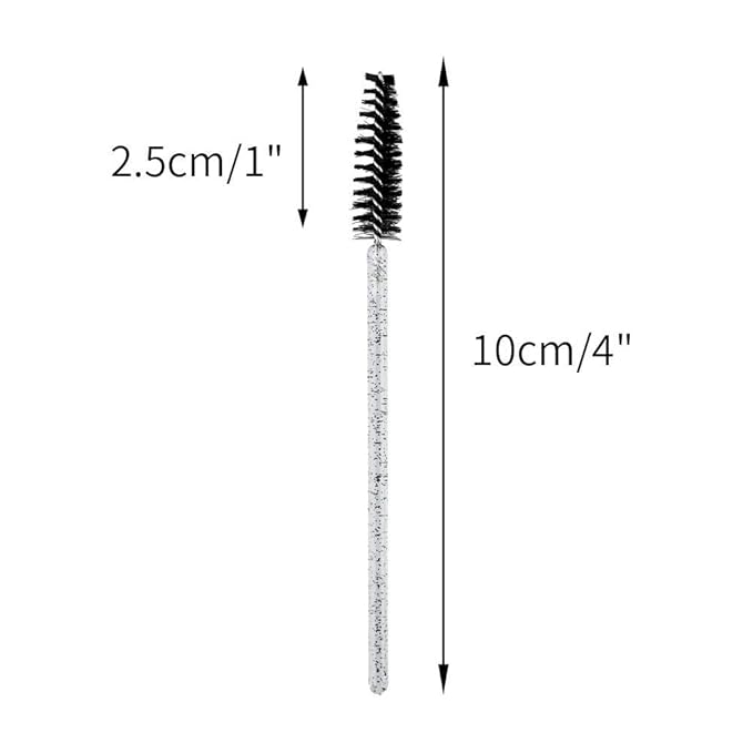 G2PLUS 300PCS Eyelash Brushes, Crystal Black Disposable Mascara Wands, Adjustable Lash Spoolies for Eyelash Extensions, Eyebrow and Mascara Brush